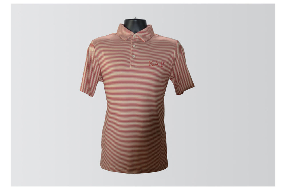 Kappa Alpha Psi Pinstripe Polo (COLOR IS MORE BURNT ORANGE) DISCOUNTED