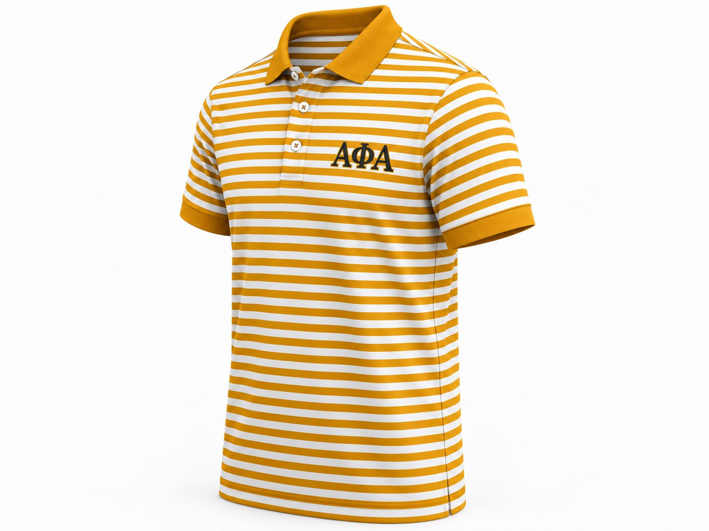 
                  
                    Alpha Phi Alpha Gold and White Stripe Polo
                  
                