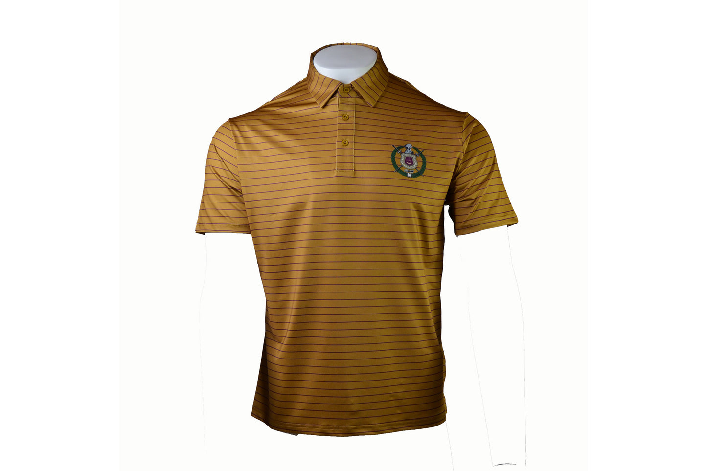 
                  
                    Omega Psi Phi Gold and Purple Pinstripe Polo
                  
                