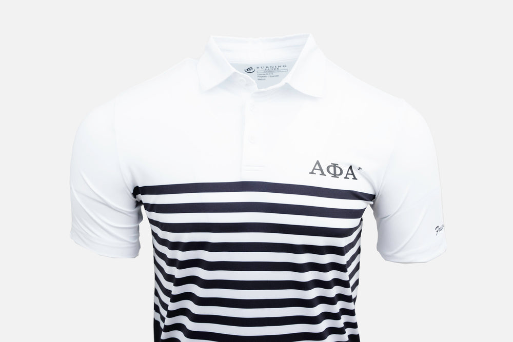 
                  
                    Alpha Phi Alpha Black & White Stripe Polo
                  
                