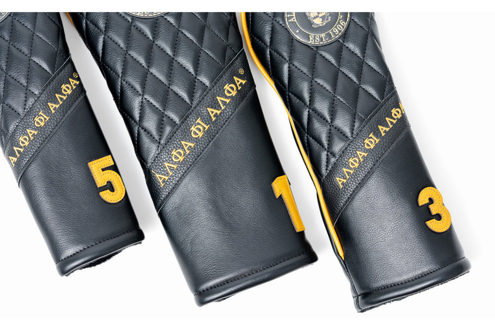 Alpha Phi Alpha Golf Covers -Black w Gold Trim (Set of 3)