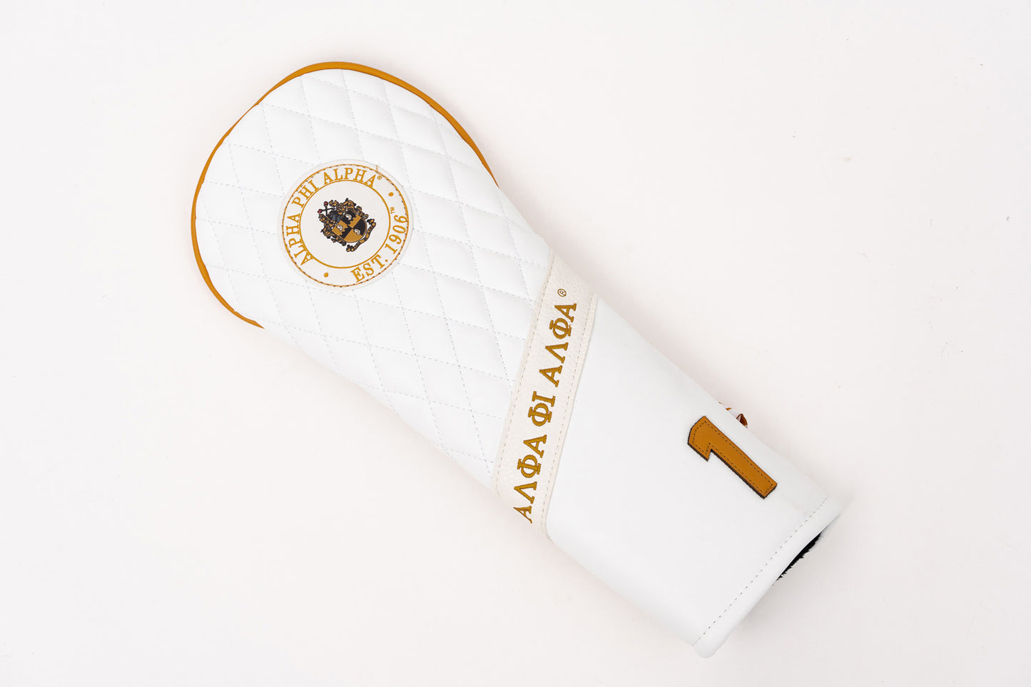 
                  
                    Alpha Phi Alpha Golf Cover - White w Gold Trim (Set of 3)
                  
                